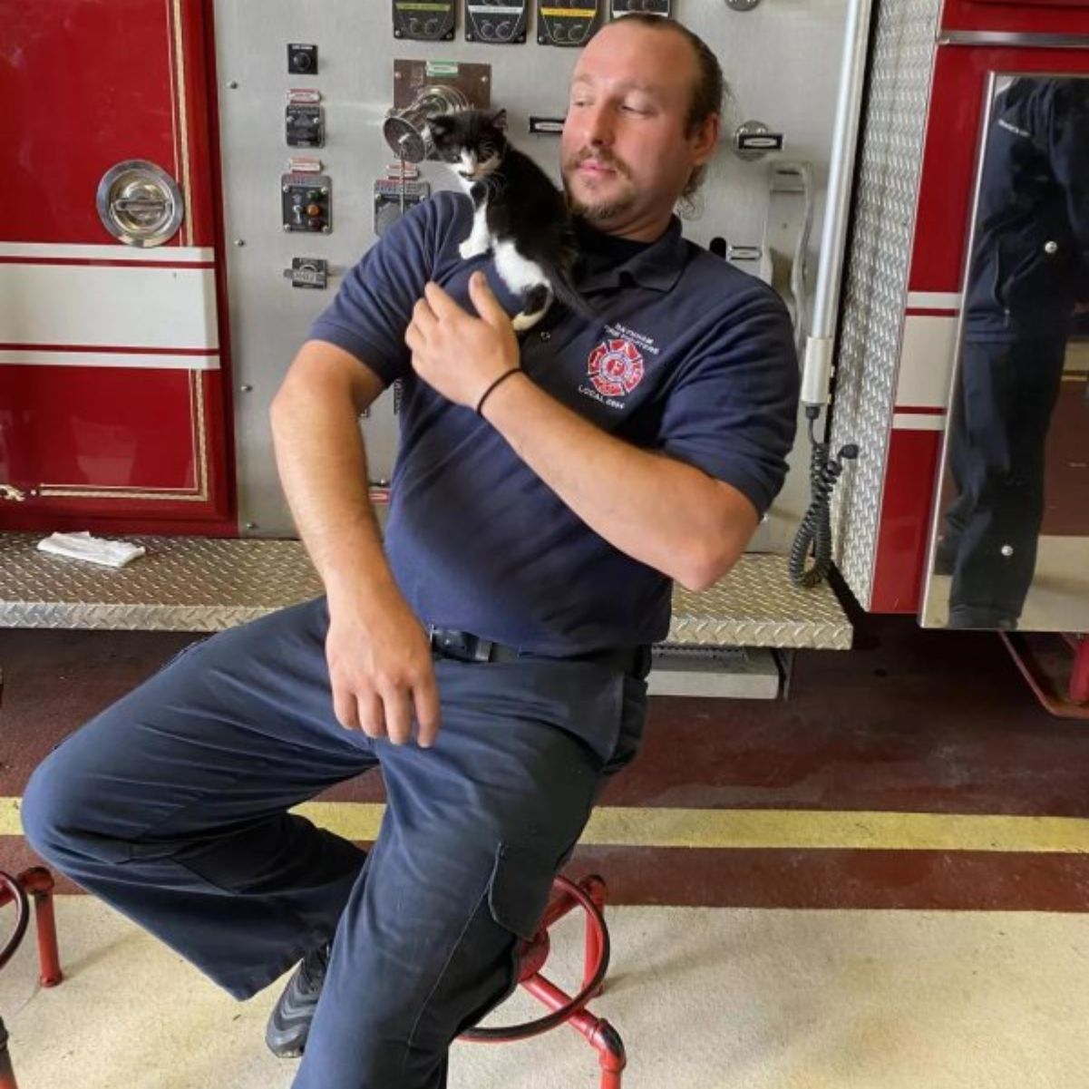 Massachusetts: Vigili del Fuoco si riuniscono con il gattino dopo averlo salvato da un canale di scolo
