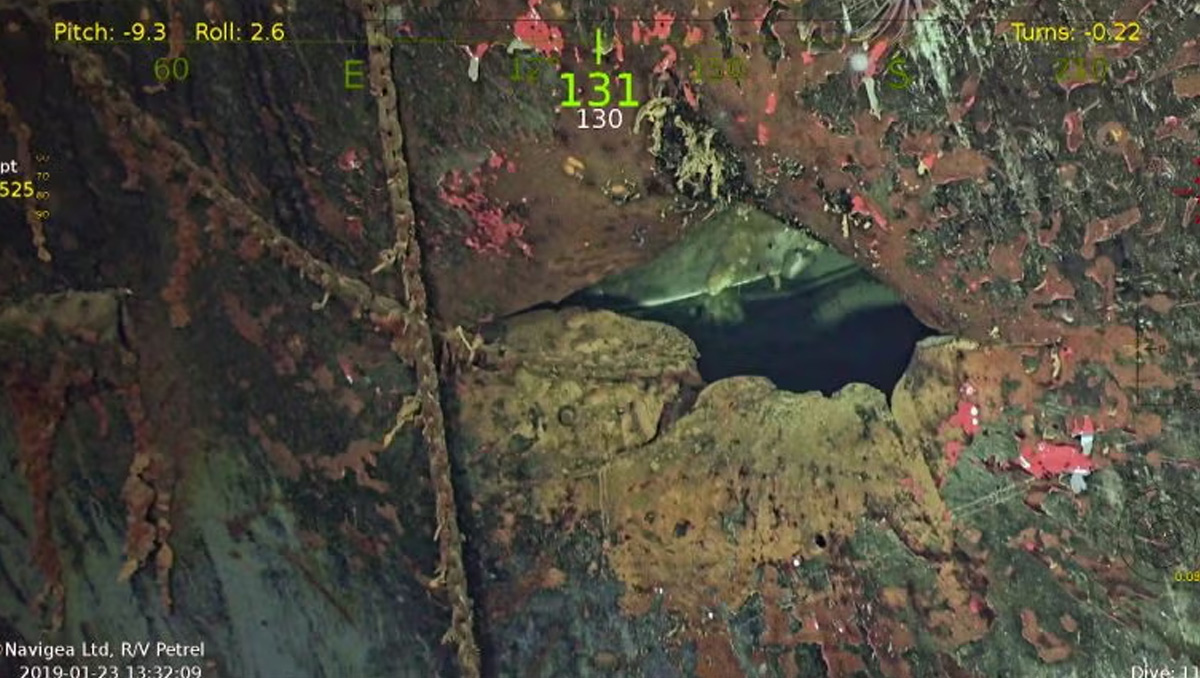 Wreckage of USS Hornet discovered 17,500 feet underwater in the Pacific, revealing vital details of this WWII aircraft carrier’s final battle.